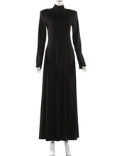 Sexy Stand Collar Long Sleeve Back Zipper Casual Dress