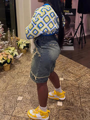 Casual High Waist Denim Fifth Pants Jeans