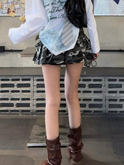 Sexy Camouflage Low Waist Pleated Short Skirt