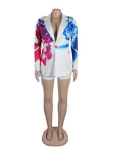 Fashion Print Suit Coat Shorts Casual Set