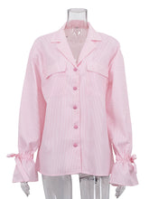 Fashion Striped Loose Flare Sleeve Casual Shirts