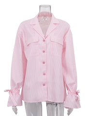 Fashion Striped Loose Flare Sleeve Casual Shirts