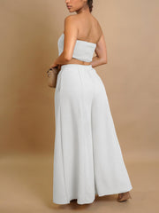 Fashion Elastic Strapless Tube Top Wide Leg Pants Sets