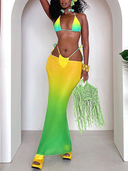 Sexy Print Holiday Beach 3pcs Bikinis Set