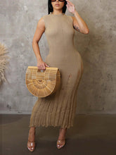 Solid Color Sleeveless Knit Beach Dress