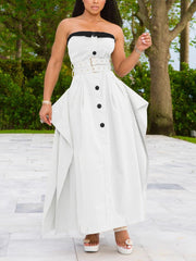 Chic Strapless Reinvented Trench Maxi Dress