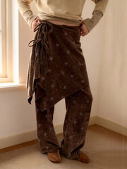 Fashion Velvet Irregular Hip Skirt Layered Pants