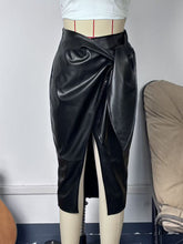 Fashion Faux Leather Tie-Front Midi Skirt