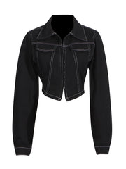 Casual Cropped Denim Jacket