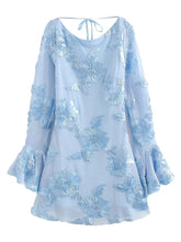 Elegant Embroidered Backless Mesh Mini Dress