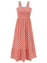 Casual Print Spaghetti Strap Square Neck Maxi Dress