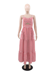 Fashion Stripe Patchwork Spaghetti Strap Dress