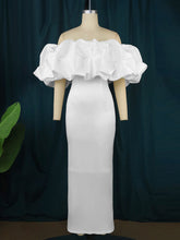 Elegant Off Shoulder Ruffle Trim Bodycon Dress