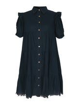 Fashion Puff Sleeve Loose Button Down Shirt Dress
