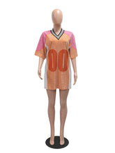 Fashion V Neck Rhinestone Loose Top Dress