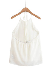 Fashion Sleeveless Backless Ruffle Halter Top