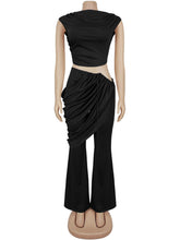Fashion Sleeveless Crop Top And Trousers Two-Piece Set