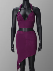 Sexy Halter Top and Short Skirt Beach Vacation Set