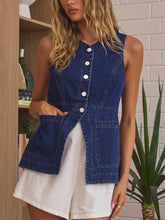 Casual Button Front Denim Vest Top