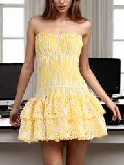 Sexy Strapless Bodycon Ruffle Mini Dress