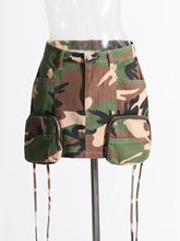 Fashion Camo 3D Pockets High Waist Hip Package Skirt