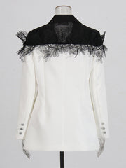 Fashion patchwork Lace Decorate Slim Blazer