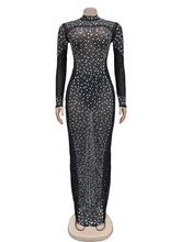 Sexy Rhinestone Sheer Mesh Club Dress