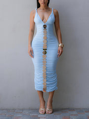 Sexy Sleeveless Ruched Bodycon Dress