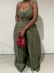 Elegant Halter Sleeveless Wide Leg Jumpsuit