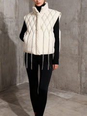 Fashion Rhinestone Fringe Puffer Vest