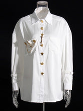 Casual Minimalist Button Decor Loose Blouses