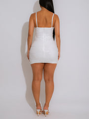 Sexy Pearl Embellished Hollow Slim Mini Dress