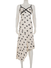 Sexy Print Lace Patchwork Spaghetti Strap Maxi Dress