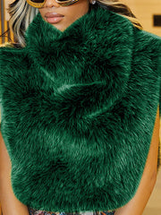 Sexy Faux Fur Side Split Sleeveless Top