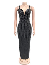 Sexy Spaghetti Strap Rhinestone Dress Evening Gowns