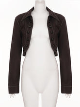 Fashion Button Cropped Denim Jacket