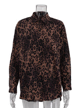 Loose Leopard Print Button Down Casual Shirt