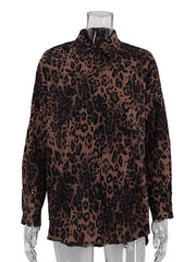 Loose Leopard Print Button Down Casual Shirt
