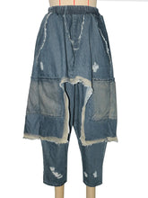Casual Ripped Distressed Denim Patchwork Harem Pants