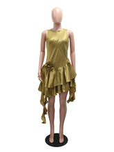 Fashion Pleated Ruffle Irregular Dress