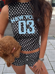 Sleeveless Print Vest And Shorts Casual Set