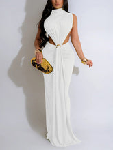 Elegance Sleeveless Ruched Side Slit Maxi Dress