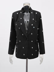Elegant Rhinestone Embellished Blazer
