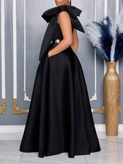 One Shoulder Bow Fashion High Waist Gowns Dress