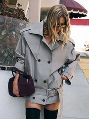 Fashion Double-Breasted Belted Trench Coat