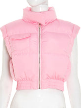 Fashion Zipper Sleeveless Puffer Jacket