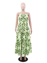 Casual Print Backless Spaghetti Strap Dress