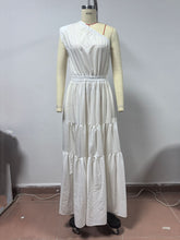 Single Shoulder Cinched Waist Tiered Maxi Dress