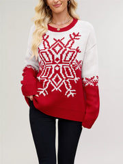 Fashion Snowflake Pattern Casual Pullover Sweater