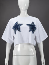 Stitching Five Pointed Star Crop T Shirt